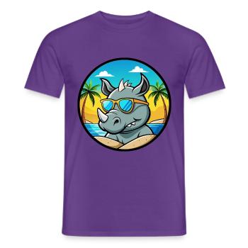 Rhino Lustige Cartoon Sommer Strand Sonnenbrille Cool - Männer T-Shirt - Lila - Vorne - AI Model Male 178 light (178cm)