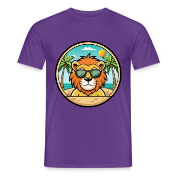 Lion Funny Cartoon Summer Beach Sunglasses Sticker - Men's T-Shirt - purple - Front - AI Model Male 178 light (178cm)