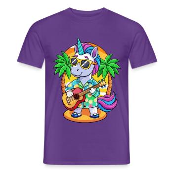 Lustige Einhorn Cartoon Sommer Strand Sonnenbrille - Männer T-Shirt - Lila - Vorne - AI Model Male 178 light (178cm)