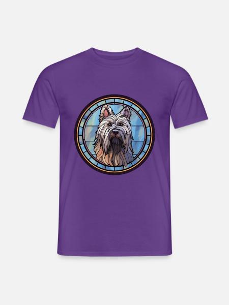 Skye Terrier Hunderasse Buntes Glas - Männer T-Shirt - Lila