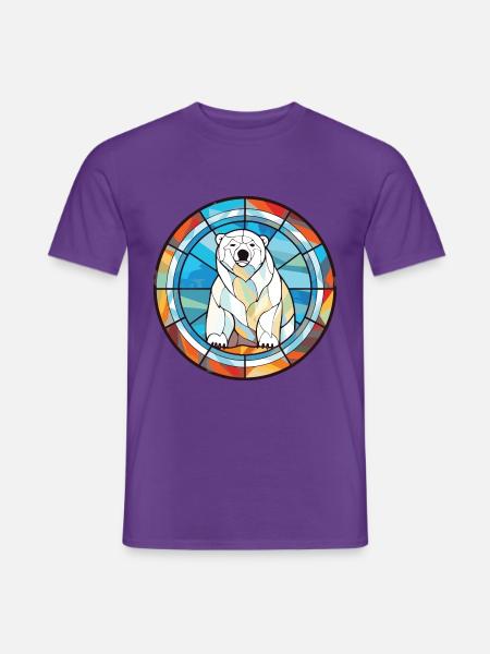 Eisbär Bunte Aquarell-Tierillustration - Männer T-Shirt - Lila