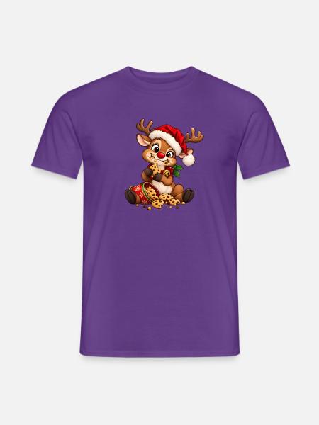 Weihnachtsrentier das Kekse nascht - Männer T-Shirt - Lila