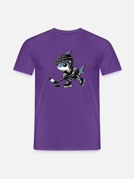 Cooler Eishockeyspieler Cartoon Stil - Männer T-Shirt - Lila
