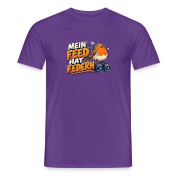 Mein Feed hat Federn – Rotkehlchen im Winter - Männer T-Shirt - Lila - Vorne - AI Model Male 178 light (178cm)