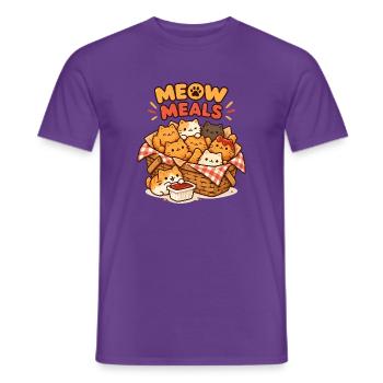 Meow Meals Katzenkorb Snackfreude - Männer T-Shirt - Lila - Vorne - AI Model Male 178 light (178cm)
