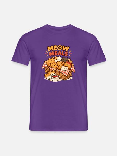 Meow Meals Katzenkorb Snackfreude - Männer T-Shirt - Lila