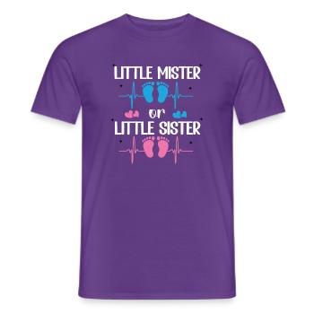 Little Mister Or Little Sister Baby-Geschlechtsenthüllung - Männer T-Shirt - Lila - Vorne - AI Model Male 178 light (178cm)