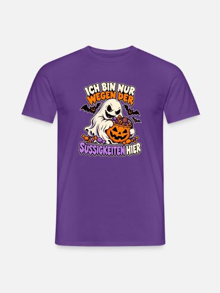 Gespenst mit Süßigkeiten - Männer T-Shirt - Lila