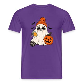 Geist Waschbär Holding Beer Pumpkin Spooky Fall - Männer T-Shirt - Lila - Vorne - AI Model Male 178 light (178cm)