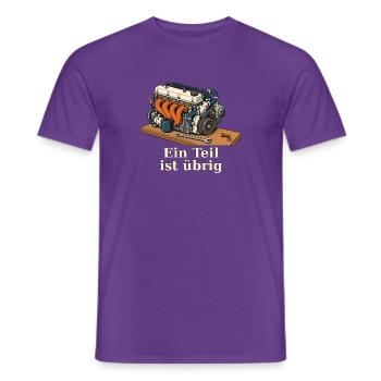Ein Teil ist übrig – Schrauberhumor - Männer T-Shirt - Lila - Vorne - AI Model Male 178 light (178cm)