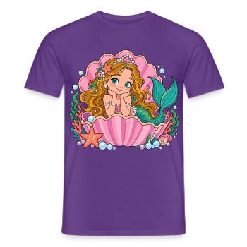 Süße Meerjungfrau in Muschel – Meeresprinzessin - Männer T-Shirt - Lila - Vorne - AI Model Male 178 light (178cm)