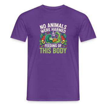 No Animals Were Harmed in the Feeding of This Body - Männer T-Shirt - Lila - Vorne - AI Model Male 178 light (178cm)