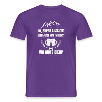 Super Aussicht, wo gibts Bier? - Männer T-Shirt - Lila - Vorne - AI Model Male 178 light (178cm)