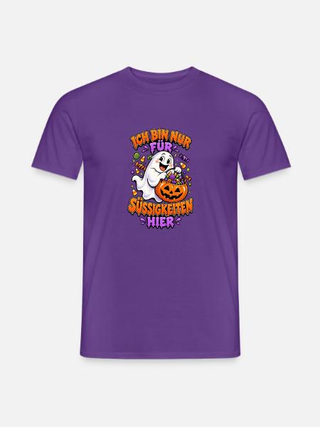 Geist mit Kürbisbeutel Halloween - Männer T-Shirt - Lila