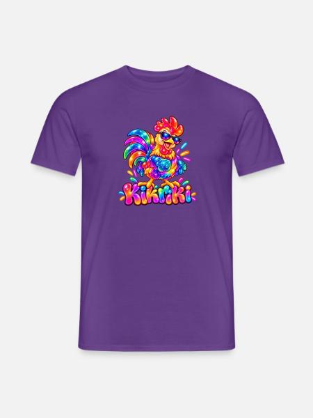 Buntes Huhn mit Sonnenbrille - Männer T-Shirt - Lila