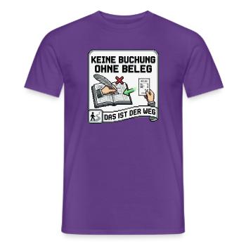 Keine_Buchung_ohne_Beleg_-_Pixel_Art - Männer T-Shirt - Lila - Vorne - AI Model Male 178 light (178cm)