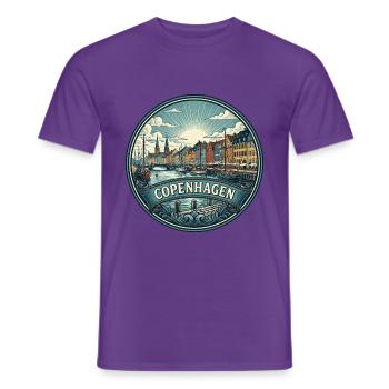 Kopenhagen, Dänemark Reiseabzeichen Nyhavn Souvenir - Männer T-Shirt - Lila - Vorne - AI Model Male 178 light (178cm)