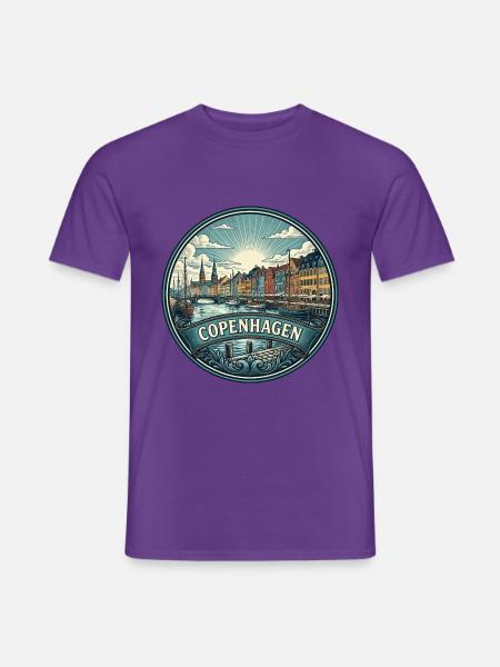 Kopenhagen, Dänemark Reiseabzeichen Nyhavn Souvenir - Männer T-Shirt - Lila