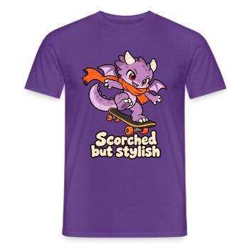 Verbrannt, aber stilvoll – Skateboarding Dragon - Männer T-Shirt - Lila - Vorne - AI Model Male 178 light (178cm)