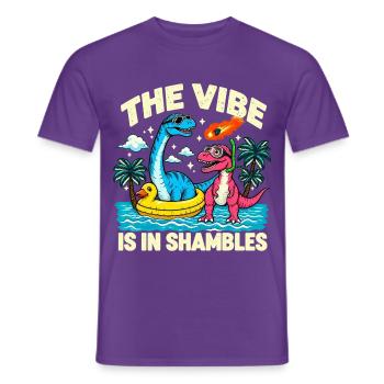 Surf Dinosaurier Die Stimmung ist im Chaos - Männer T-Shirt - Lila - Vorne - AI Model Male 178 light (178cm)