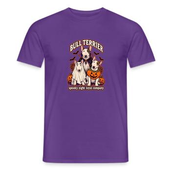 Spooky Night Loyal Company – Bullterrier-Hundemama - Männer T-Shirt - Lila - Vorne - AI Model Male 178 light (178cm)