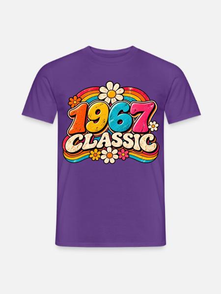 1967 Klassische Regenbogenblumen - Männer T-Shirt - Lila