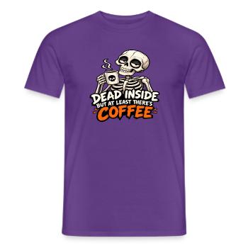 Tot im Inneren, aber es gibt Kaffee - Männer T-Shirt - Lila - Vorne - AI Model Male 178 light (178cm)