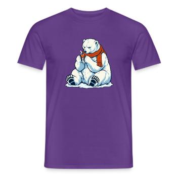 Eisbär mit Kaffeetassee - Teebecher - Männer T-Shirt - Lila - Vorne - AI Model Male 178 light (178cm)