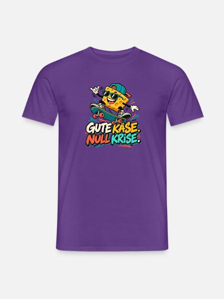 Käse-Skateboard: Gute Käse Null Krise - Männer T-Shirt - Lila