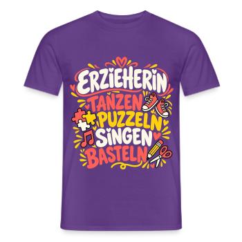 Erzieherin – Tanzen Puzzeln Singen Basteln - Männer T-Shirt - Lila - Vorne - AI Model Male 178 light (178cm)