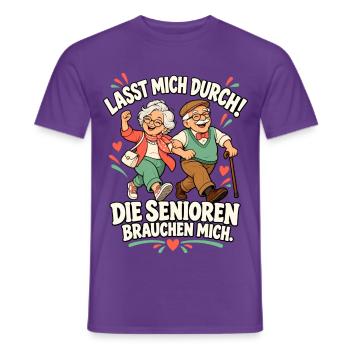 Lasst mich durch – Die Senioren brauchen mich - Männer T-Shirt - Lila - Vorne - AI Model Male 178 light (178cm)
