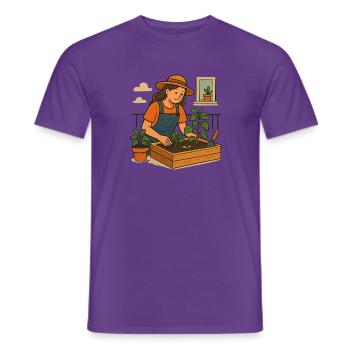 Geschenk fürs erste Balkon-Hochbeet - Männer T-Shirt - Lila - Vorne - AI Model Male 178 light (178cm)