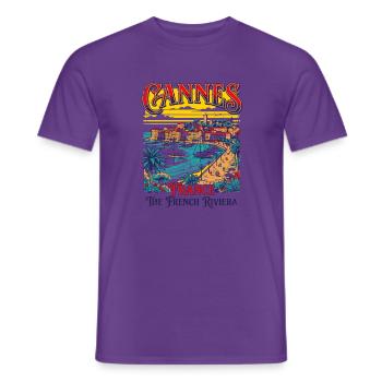 Retro Cannes France The French Riviera - Männer T-Shirt - Lila - Vorne - AI Model Male 178 light (178cm)