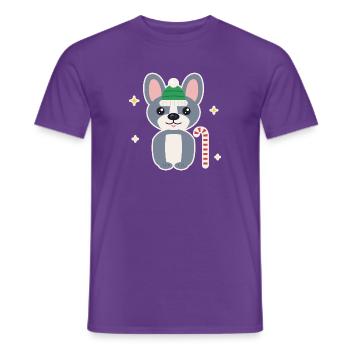 Französische Bulldogge mit Zuckerstange - Männer T-Shirt - Lila - Vorne - AI Model Male 178 light (178cm)