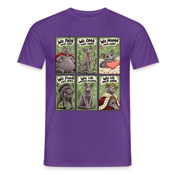Wie andere mich sehen – Lustiges Katzenmotiv - Männer T-Shirt - Lila - Vorne - AI Model Male 178 light (178cm)