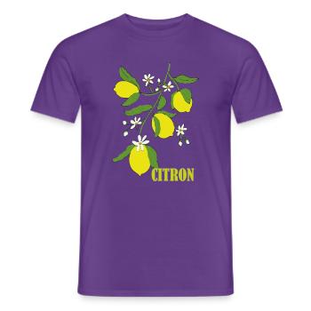 Zitronenzweig mit Blüten - Männer T-Shirt - Lila - Vorne - AI Model Male 178 light (178cm)