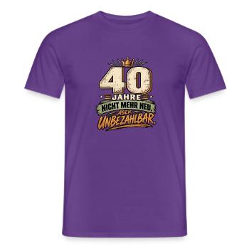 40 Jahre – Nicht mehr neu aber unbezahlbar - Männer T-Shirt - Lila - Vorne - AI Model Male 178 light (178cm)