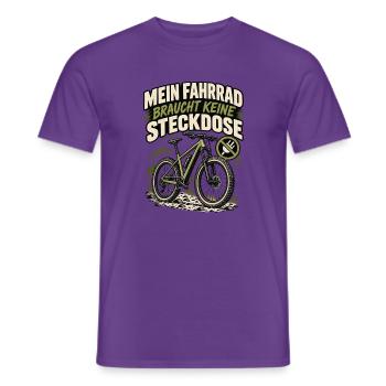 Fahrrad Freiheit: Keine Steckdose nötig - Männer T-Shirt - Lila - Vorne - AI Model Male 178 light (178cm)