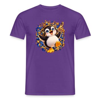 Königlicher Pinguin mit Musikglanz - Männer T-Shirt - Lila - Vorne - AI Model Male 178 light (178cm)
