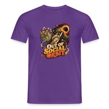 Out of Social Orbit Space Cartoon - Männer T-Shirt - Lila - Vorne - AI Model Male 178 light (178cm)