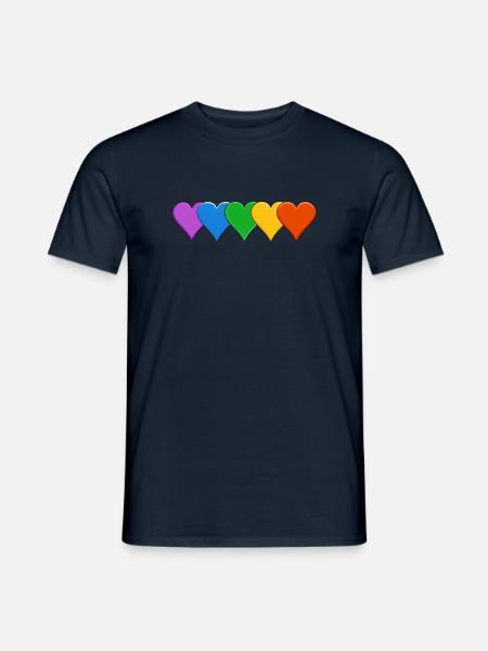 Rainbow Hearts Pride - Männer T-Shirt - Navy
