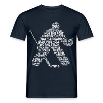 Word Art Hockey Goalie - Men's T-Shirt - navy - Front - AI Model Male 178 light (178cm)