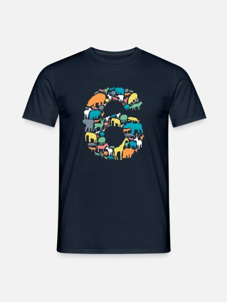 6 Jahre Jungen 6.Geburtstag Kindergeburtstag Tiere - Männer T-Shirt - Navy
