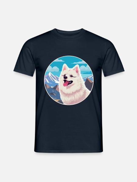 Japanischer Spitz Hunderasse Cartoon Kawaii Aquarell - Männer T-Shirt - Navy