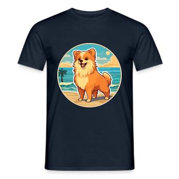 Pommersche Deutsche Spitz Hunderasse Cartoon Kawaii - Männer T-Shirt - Navy - Vorne - AI Model Male 178 light (178cm)