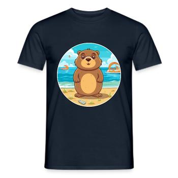 Gopher Aquarell Cartoon Kawaii Clipart Tier - Männer T-Shirt - Navy - Vorne - AI Model Male 178 light (178cm)