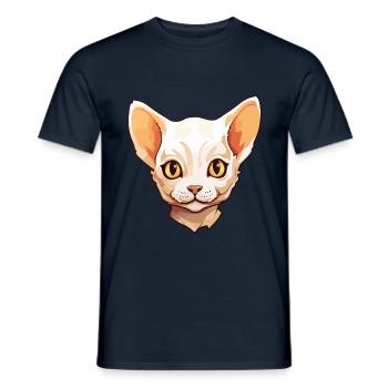 Devon Rex Katze Cartoon Aquarell Illustration - Männer T-Shirt - Navy - Vorne - AI Model Male 178 light (178cm)