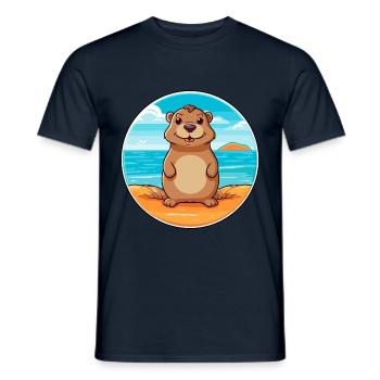 Gopher Aquarell Cartoon Kawaii Clipart Tier - Männer T-Shirt - Navy - Vorne - AI Model Male 178 light (178cm)