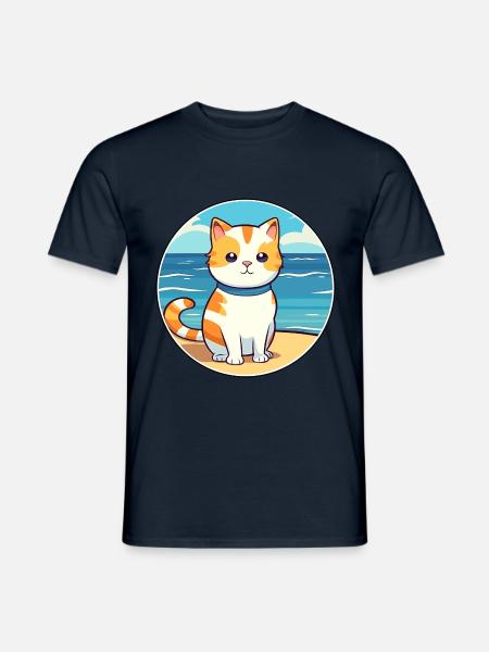 Katze Aquarell Karikatur Kawaii Clipart Tier - Männer T-Shirt - Navy