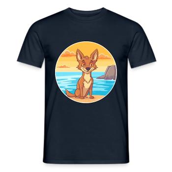 Kojote Aquarell Cartoon Kawaii Clipart Tier - Männer T-Shirt - Navy - Vorne - AI Model Male 178 light (178cm)